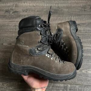 Rare Vintage Scrapa Black Vibram Hi Trek Lug Mountaineering Hiking Trail Boots